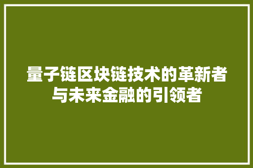 量子链区块链技术的革新者与未来金融的引领者