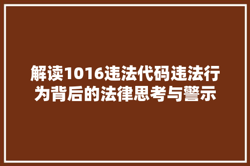 解读1016违法代码违法行为背后的法律思考与警示