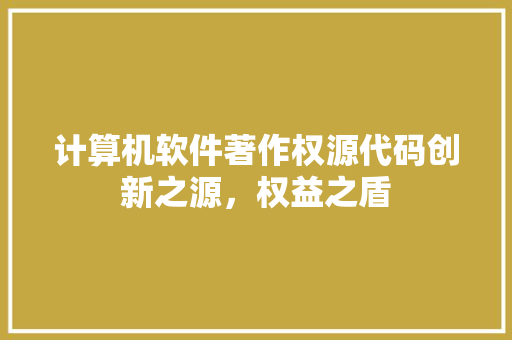 计算机软件著作权源代码创新之源，权益之盾