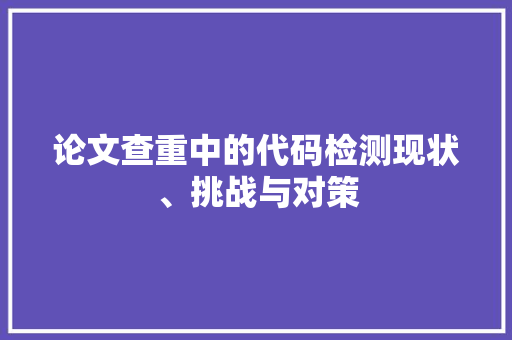论文查重中的代码检测现状、挑战与对策