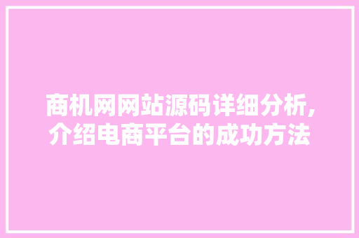 商机网网站源码详细分析,介绍电商平台的成功方法 商机网网站源码详细分析,介绍电商平台的成功方法 头条优化