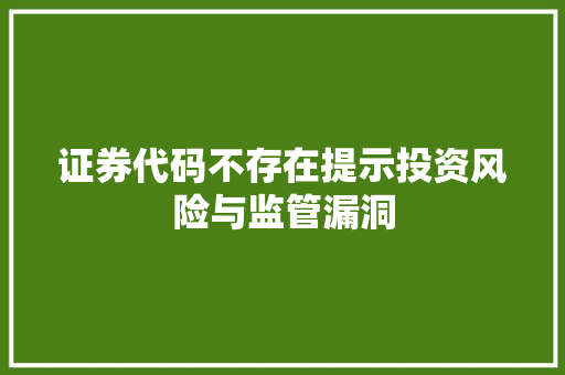 证券代码不存在提示投资风险与监管漏洞