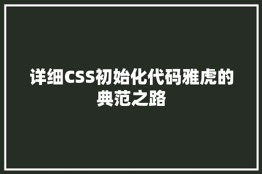 详细CSS初始化代码雅虎的典范之路 英文谷歌算法