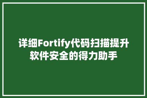 详细Fortify代码扫描提升软件安全的得力助手
