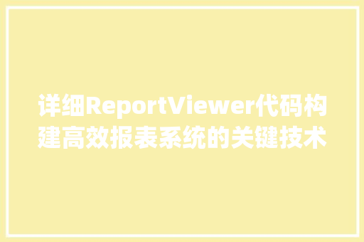 详细ReportViewer代码构建高效报表系统的关键技术