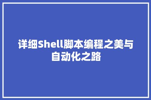 详细Shell脚本编程之美与自动化之路 seo技术