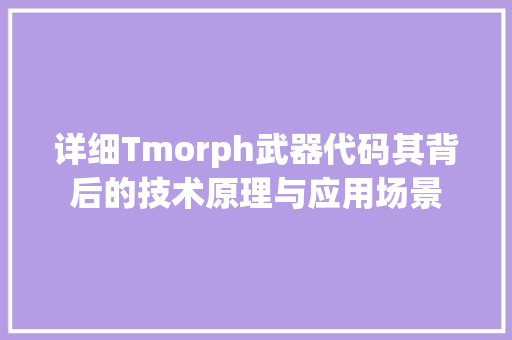 详细Tmorph武器代码其背后的技术原理与应用场景