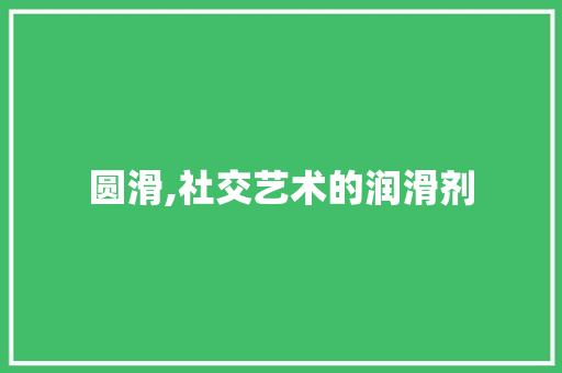 圆滑,社交艺术的润滑剂 圆滑,社交艺术的润滑剂 seo技术