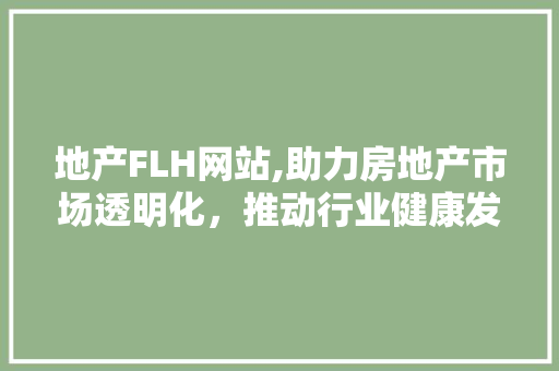 地产FLH网站,助力房地产市场透明化，推动行业健康发展 地产FLH网站,助力房地产市场透明化，推动行业健康发展 AI技术学习