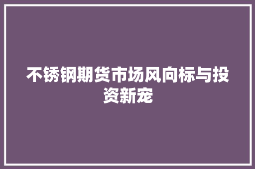 不锈钢期货市场风向标与投资新宠