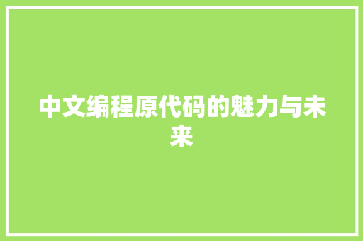 中文编程原代码的魅力与未来 网站开发