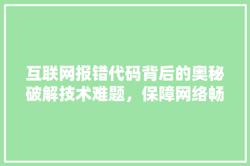 互联网报错代码背后的奥秘破解技术难题，保障网络畅通