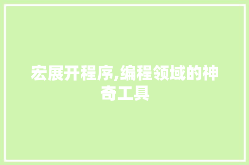 宏展开程序,编程领域的神奇工具