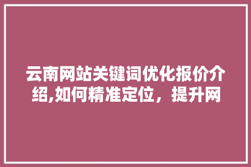 云南网站关键词优化报价介绍,如何精准定位，提升网站排名 seo技术