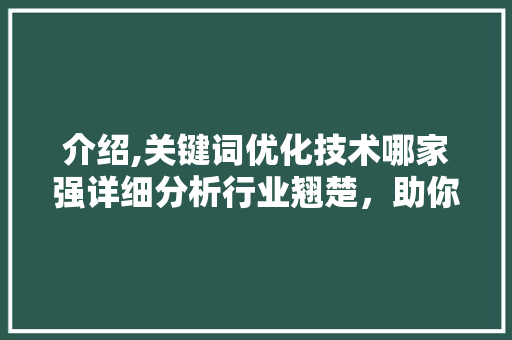介绍,关键词优化技术哪家强详细分析行业翘楚，助你精准抢占市场制高点！ 网站开发