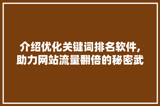 介绍优化关键词排名软件,助力网站流量翻倍的秘密武器 小程序开发