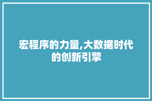 宏程序的力量,大数据时代的创新引擎 宏程序的力量,大数据时代的创新引擎 网站优化