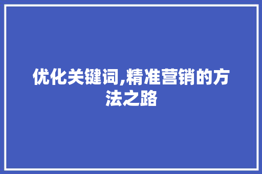 优化关键词,精准营销的方法之路 网站开发