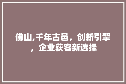 佛山,千年古邑，创新引擎，企业获客新选择 英文谷歌算法