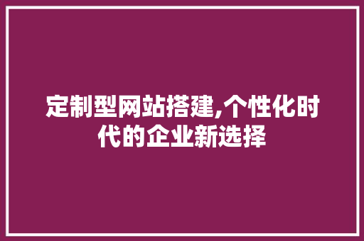 定制型网站搭建,个性化时代的企业新选择