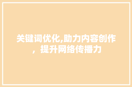 关键词优化,助力内容创作，提升网络传播力