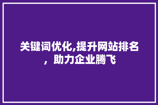 关键词优化,提升网站排名，助力企业腾飞 百度算法