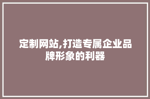 定制网站,打造专属企业品牌形象的利器
