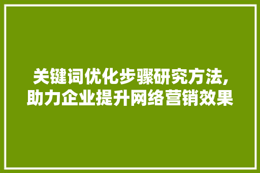 关键词优化步骤研究方法,助力企业提升网络营销效果 seo技术