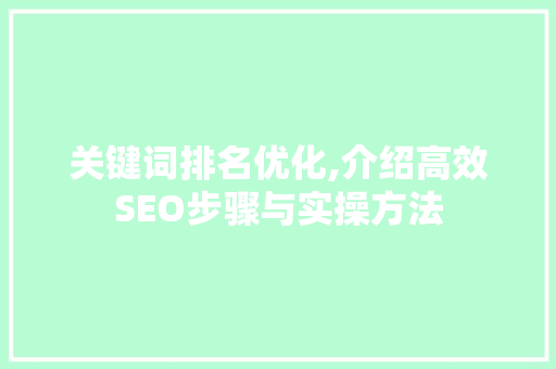 关键词排名优化,介绍高效SEO步骤与实操方法 网站优化