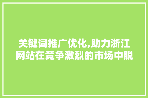 关键词推广优化,助力浙江网站在竞争激烈的市场中脱颖而出 百度算法