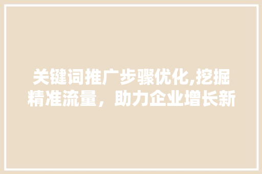 关键词推广步骤优化,挖掘精准流量，助力企业增长新篇章 百度算法