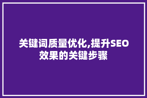 关键词质量优化,提升SEO效果的关键步骤