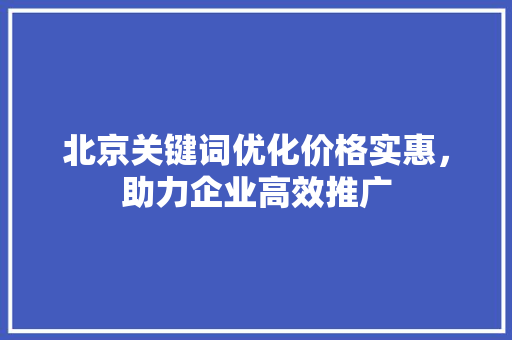 北京关键词优化价格实惠，助力企业高效推广 百度算法