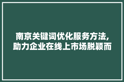 南京关键词优化服务方法,助力企业在线上市场脱颖而出 网站开发