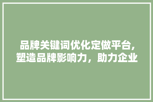 品牌关键词优化定做平台,塑造品牌影响力，助力企业腾飞 百度算法
