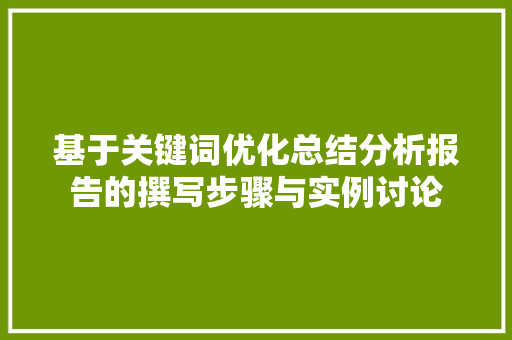 基于关键词优化总结分析报告的撰写步骤与实例讨论 网站优化