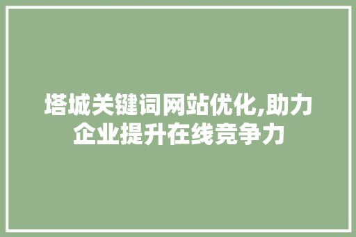 塔城关键词网站优化,助力企业提升在线竞争力 seo技术