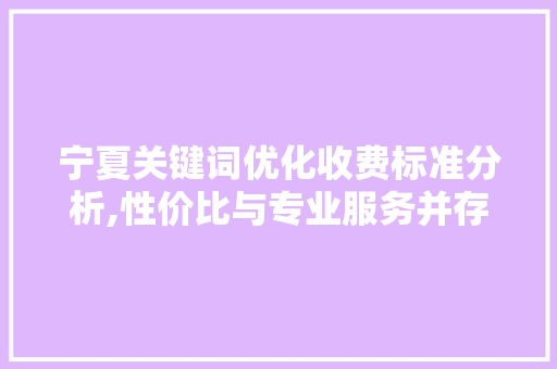 宁夏关键词优化收费标准分析,性价比与专业服务并存 网站开发