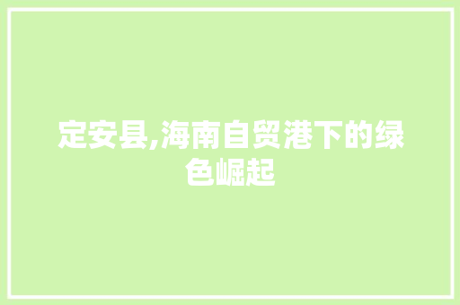 定安县,海南自贸港下的绿色崛起
