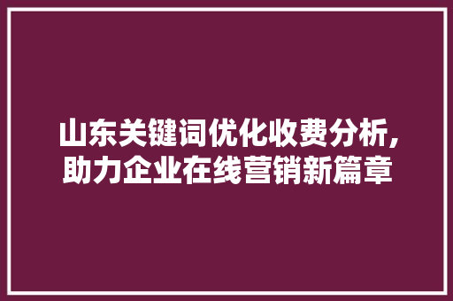 山东关键词优化收费分析,助力企业在线营销新篇章 网站优化