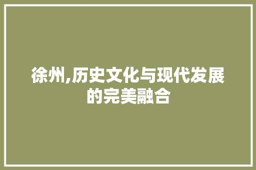 徐州,历史文化与现代发展的完美融合