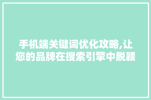 手机端关键词优化攻略,让您的品牌在搜索引擎中脱颖而出 网站优化