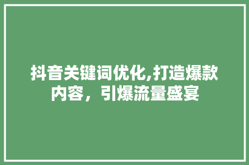 抖音关键词优化,打造爆款内容，引爆流量盛宴