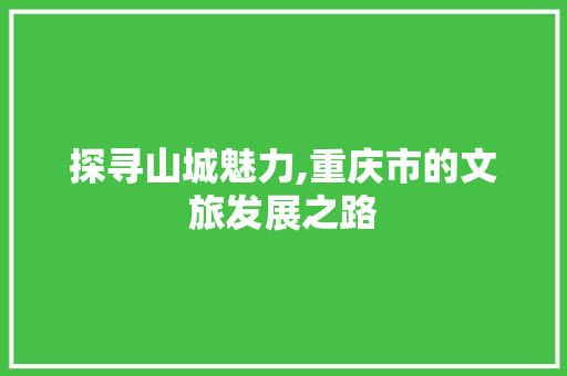 探寻山城魅力,重庆市的文旅发展之路