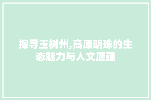 探寻玉树州,高原明珠的生态魅力与人文底蕴 网站优化