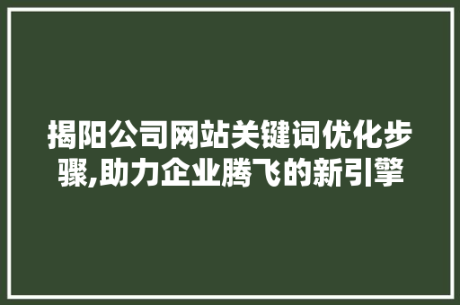 揭阳公司网站关键词优化步骤,助力企业腾飞的新引擎 小程序开发