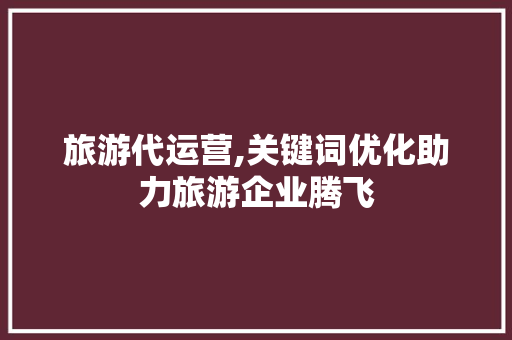 旅游代运营,关键词优化助力旅游企业腾飞
