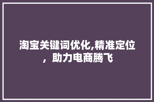淘宝关键词优化,精准定位，助力电商腾飞 百度算法