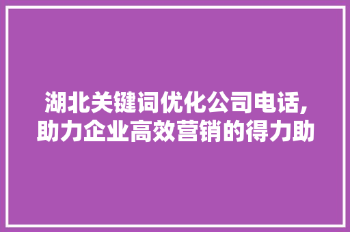 湖北关键词优化公司电话,助力企业高效营销的得力助手 小程序开发