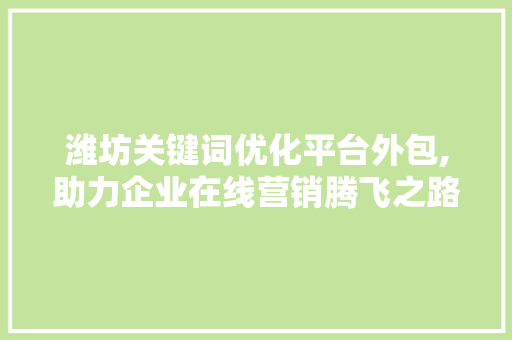 潍坊关键词优化平台外包,助力企业在线营销腾飞之路 英文谷歌算法